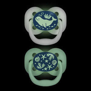 Dr. Brown's Adv Soother Glow Stage 1 Pacifier Clip Set Blue Ocean