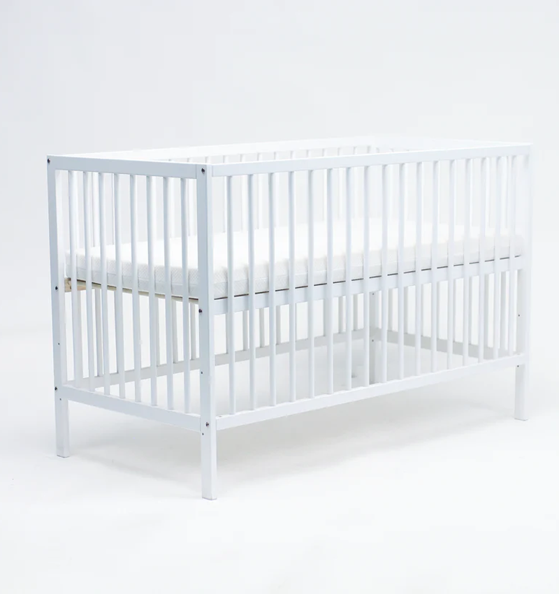 Plastymir Wooden Crib Snow Premium White Nursery Bed