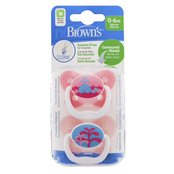 Dr. Brown’s 0-6M Prevent Pacifier 2-Pack Girl