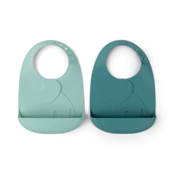 Done By Deer Peekaboo Bib 2-Pack Elphee Grey Silicone