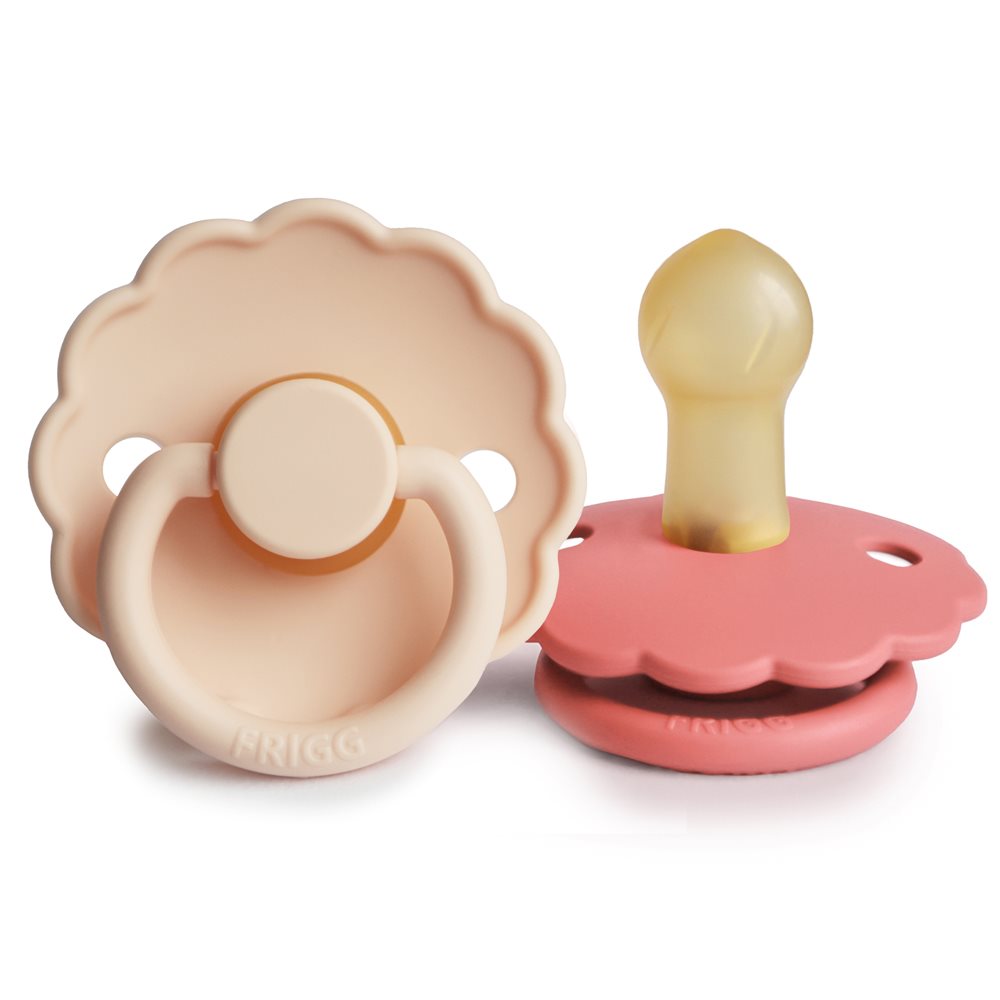 Frigg Daisy Silicone Pacifier 2-Pack Pink Cream/Poppy