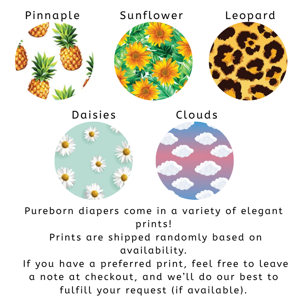 Pureborn Matser Pack Organic Bamboo Diapers Ultra-gentle Eco-Friendly Nappies - Print may vary