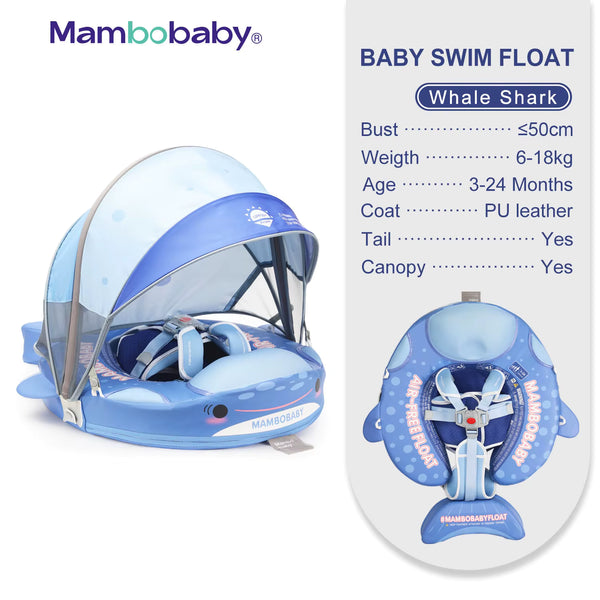 Mambobaby Non-Inflatable Chest Baby Float with Canopy - Axolotl Green