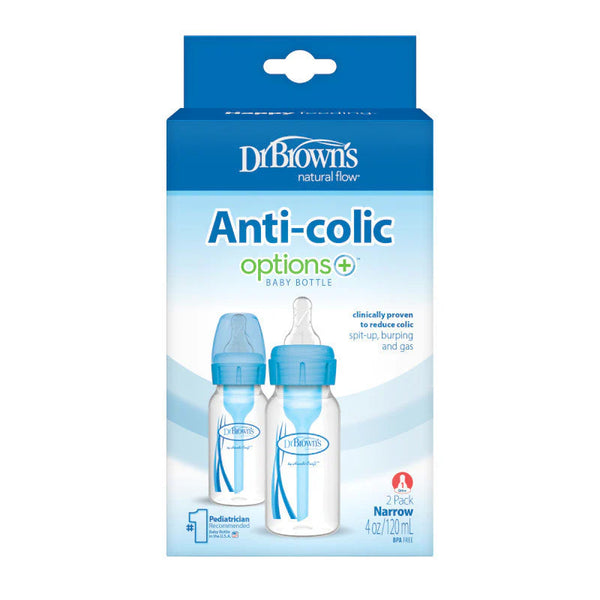 Dr. Brown's Options+ 120ml Anti-Colic Baby Bottles Blue 2-Pack