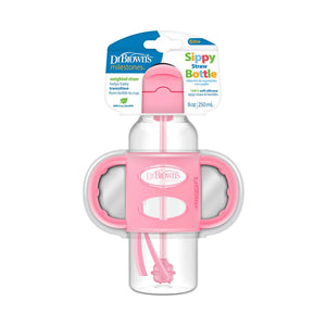 Dr. Brown’s Sippy Straw Bottle With Handles 270ml Pink