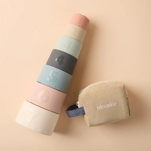 Moonkie Silicone Baby Stacking Cups – 7 Piece Soft Teething &amp; Bath Toy Set (6M+)