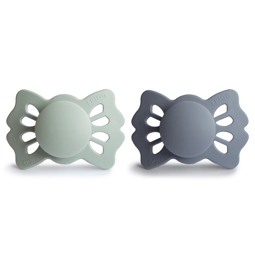 FRIGG Butterfly Silicone Pacifier 0-6M 2 Pack Sage/Great Gray
