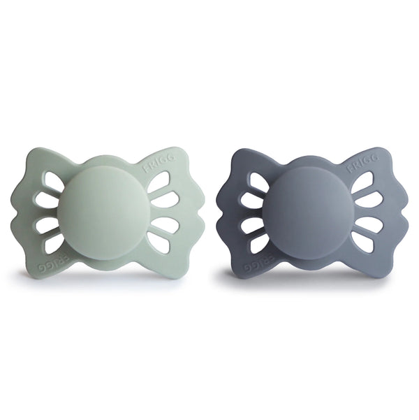 FRIGG Butterfly Silicone Pacifier 0-6M 2 Pack Sage/Great Gray