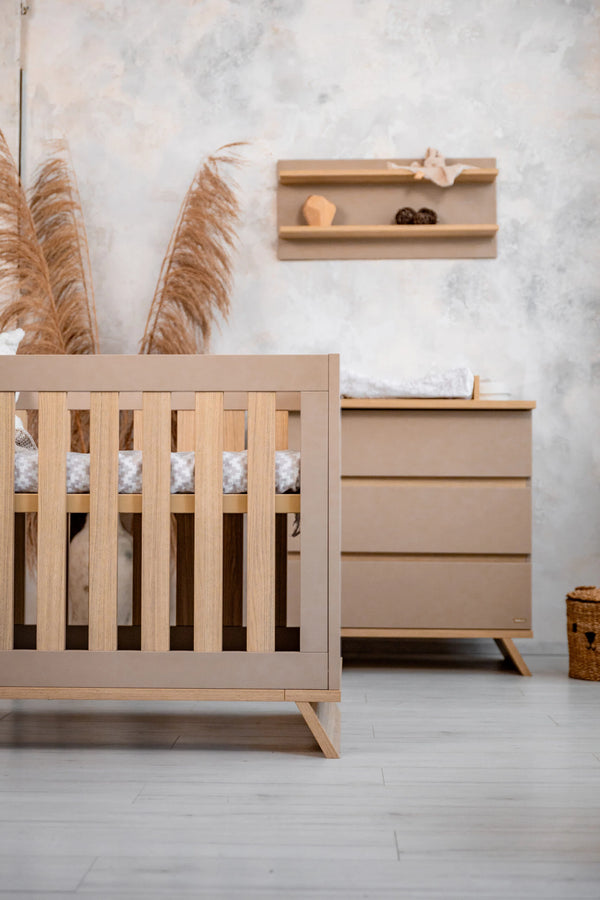 Faktum Sienna Cappuccino Baby Cot Bed 140x70 | Convertible Toddler Bed with Adjustable Height