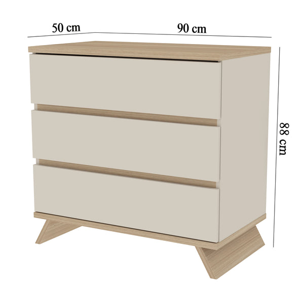 Faktum Sienna Cashmere  3-Drawer Nursery Dresser with Changing Top