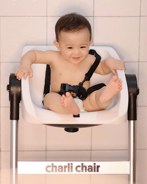 CharliChair 2-in-1  Baby Bath Chair - Black With Cushion
