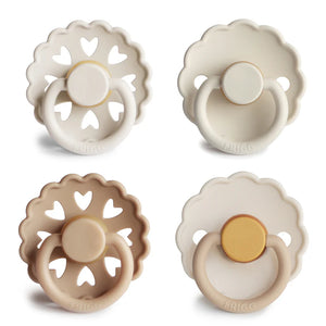 FRIGG Round Silicone Pacifier 0-6M 4-Pack Snowflake Dream