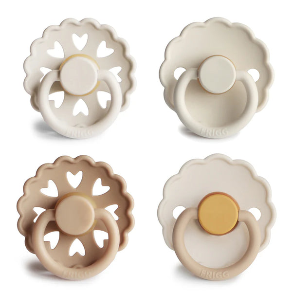 FRIGG Round Silicone Pacifier 0-6M 4-Pack Snowflake Dream