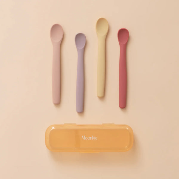 Moonkie Silicone Feeding Spoons – Soft Tip, Bendable Baby Spoons (Set of 4)