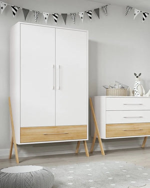 Trama Artech Wardrobe – 2 Door Nursery Wardrobe | Matte White