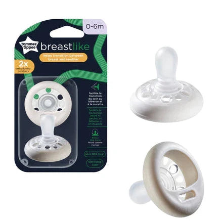 Tommee Tippee 2x Breast-Like Soothers 0-6M Pacifiers