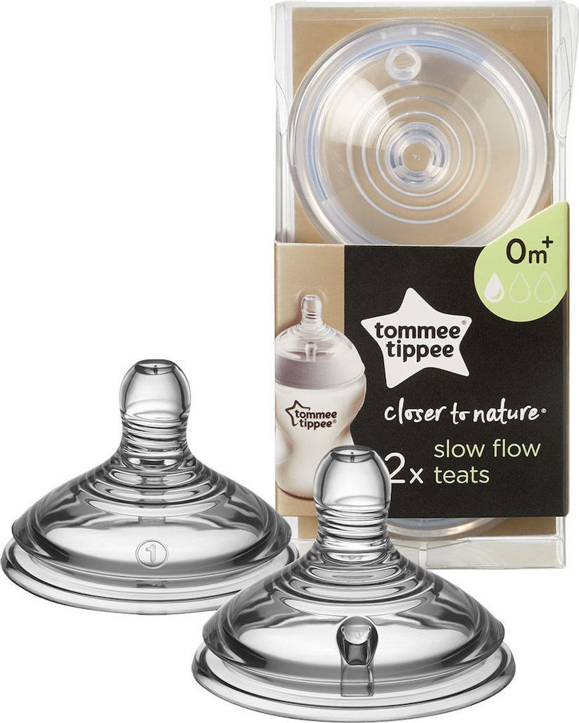 Tommee Tippee Slow Flow Teats 2pcs 0M+ Silicone