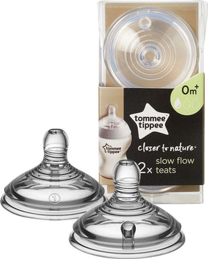 Tommee Tippee Slow Flow Teats 2pcs 0M+ Silicone