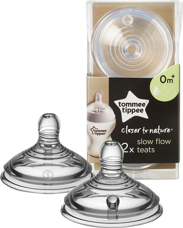 Tommee Tippee Slow Flow Teats 2pcs 0M+ Silicone
