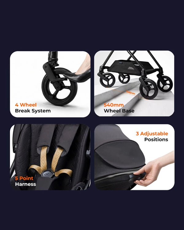 Gb Swan Pro Carbon Fiber Baby Stroller | Lightweight 2-Way Reversible Stroller 0-36 Months