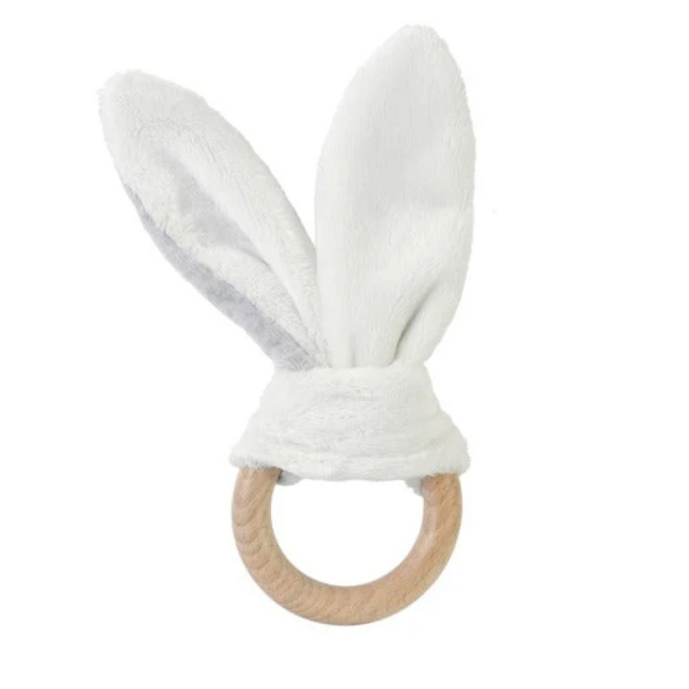 Bambam Grey Wooden Teething Ring For Babies