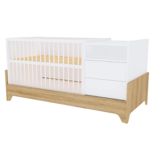 Faktum Lumina White 3-in-1 Multi Bed | Convertible Baby Cot with Changing Unit, Desk & Junior Bed