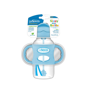 Dr. Brown’s Sippy Straw Bottle With Handles 270ml Blue