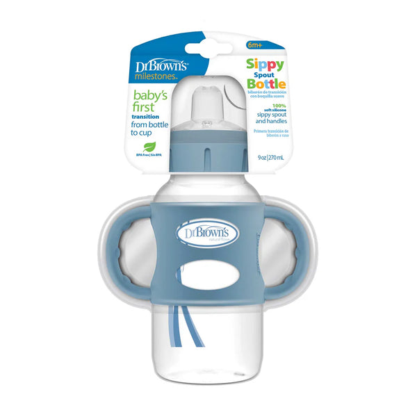Dr. Brown’s Sippy Spout Bottle 270ml Blue With Handles