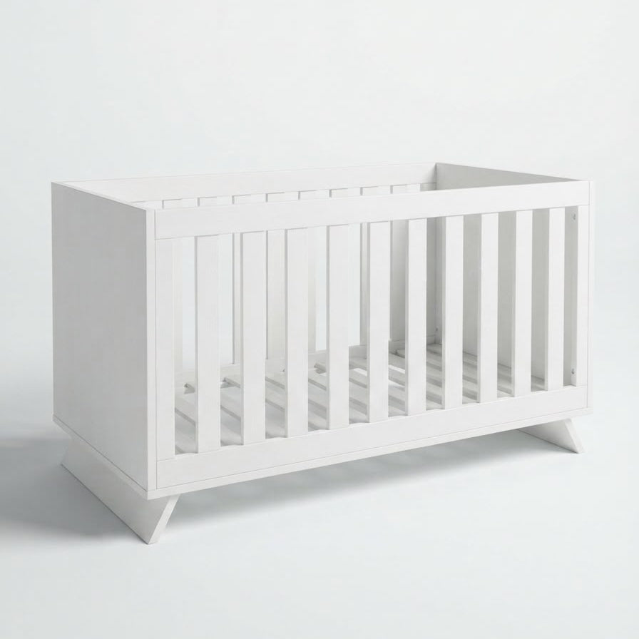 Faktum Sienna White Baby Cot Bed 140x70 | Convertible Toddler Bed with Adjustable Height