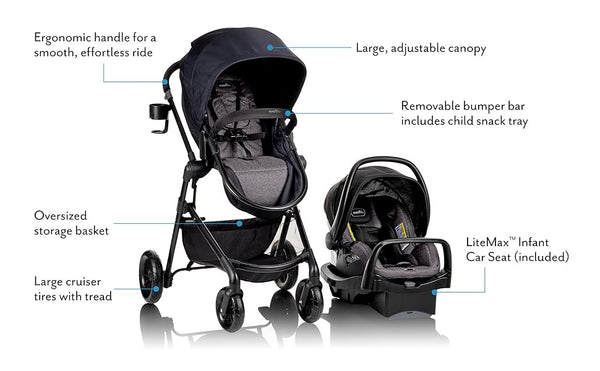 Evenflo® Pivot® Modular Travel System with LiteMax™ Infant Car Seat – Casual Gray