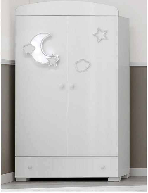 Erbesi Moon Wardrobe White  Spacious Nursery Storage