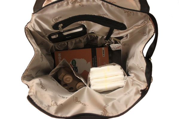 Babyes Lisa Diaper Bag - Black, Multi-Functional, Lightweight