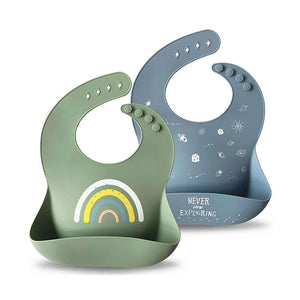 Moonkie Silicone Baby Bibs – Waterproof, BPA-Free Feeding Bibs (2-Pack)