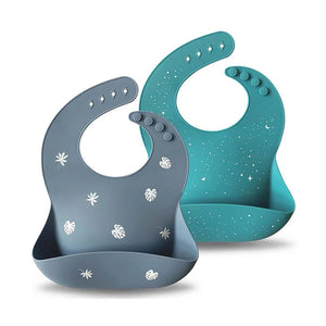 Moonkie Silicone Baby Bibs – Waterproof, BPA-Free Feeding Bibs (2-Pack)