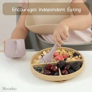 Moonkie Silicone Suction Plate with Lid – Divided Toddler Plate