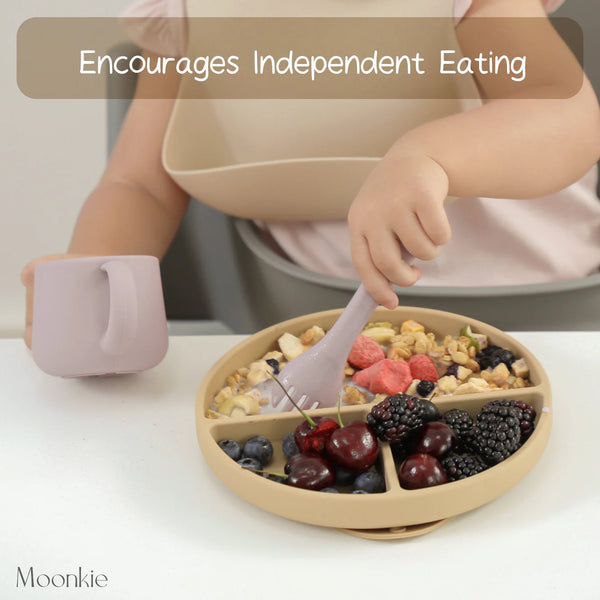 Moonkie Silicone Suction Plates with Lid – Divided Toddler Plate (2 pack)