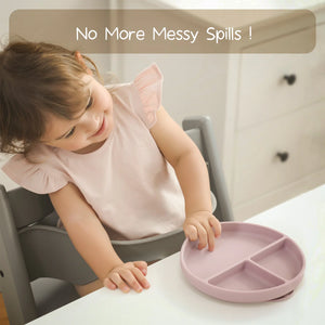Moonkie Silicone Suction Plates with Lid – Divided Toddler Plate (2 pack)