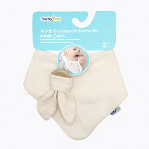 Babyjem Muslin Bib With Teether, Bandana Style, Grey