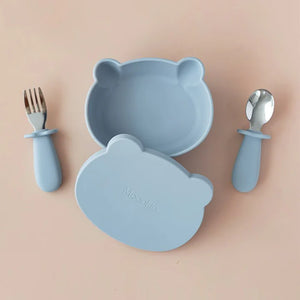 Moonkie Baby Silicone Suction Bowl Set with Spoon & Fork (6M+)