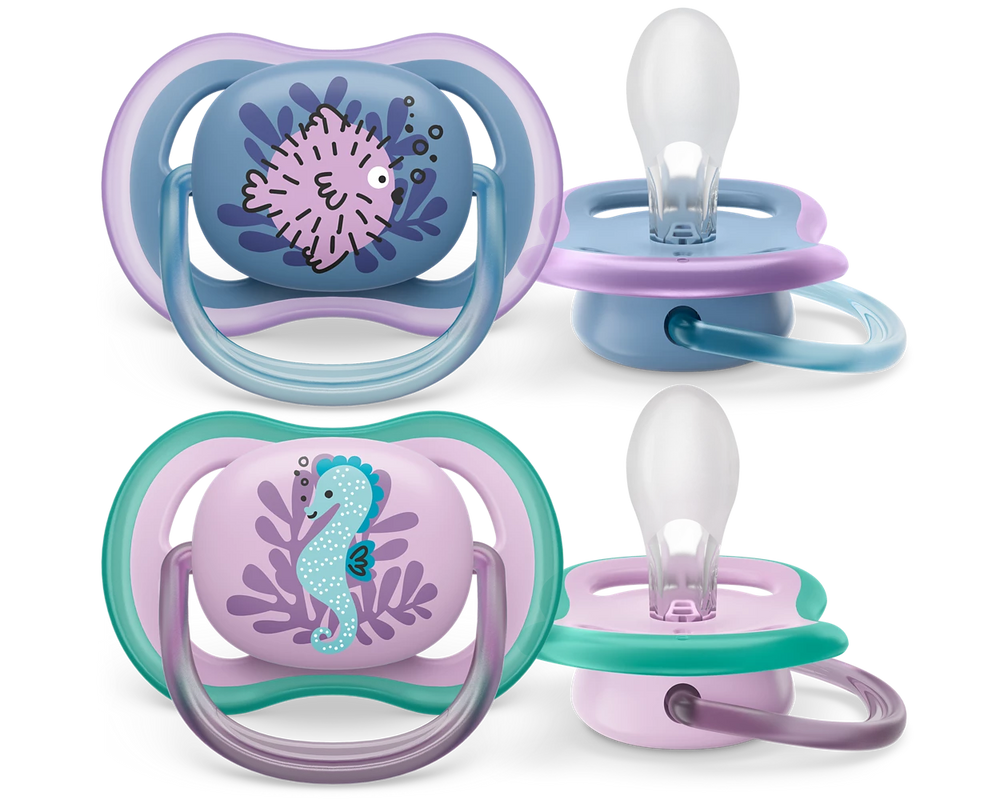 avent 2 ultra air design soothers fish 6-18m - girl 085/61