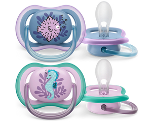avent 2 ultra air design soothers fish 6-18m - girl 085/61
