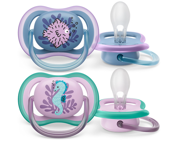 avent 2 ultra air design soothers fish 6-18m - girl 085/61