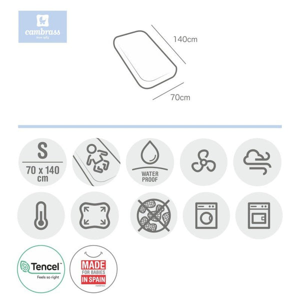 Cambrass Tencel Fitted Waterproof Crib Sheet White