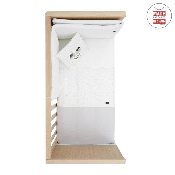Cambrass Bedding Set 4 Piece Sky Grey Cotton Crib Set