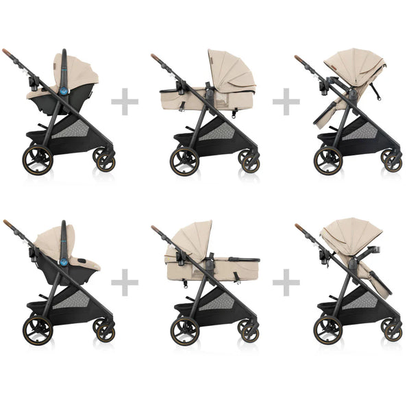 Evenflo® Shyft™ Intuiti+ Travel System with Revolve180™ LiteMax™ NXT &amp; SensorySoothe™ travertine