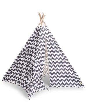 Childhome Tent Wood Grey Zigzag White Play Tent