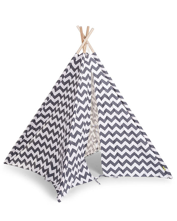 Childhome Tent Wood Grey Zigzag White Play Tent