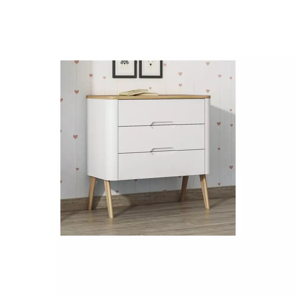 Trama Round Baby Dresser – 3 Drawer Chest | Pine Wood & MDF