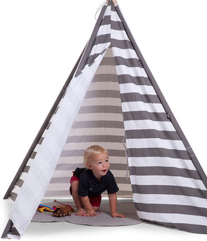 Childhome Tent Wood Grey Zigzag White Play Tent