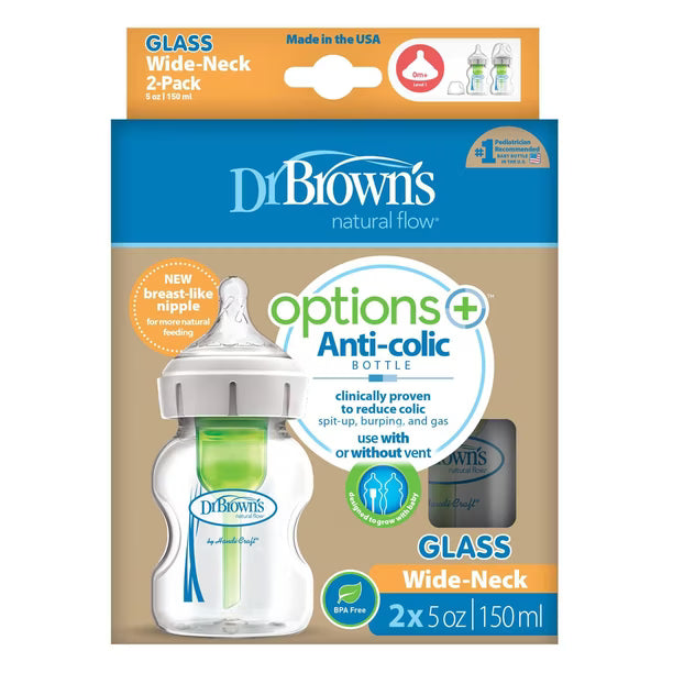 Dr. Brown's 2 Glass Bottle Pack 150 Ml Anti-Colic Feeding Bottles
